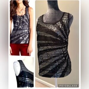 WHBM Sequined Starburst Sleeveless Tank in Black size Small